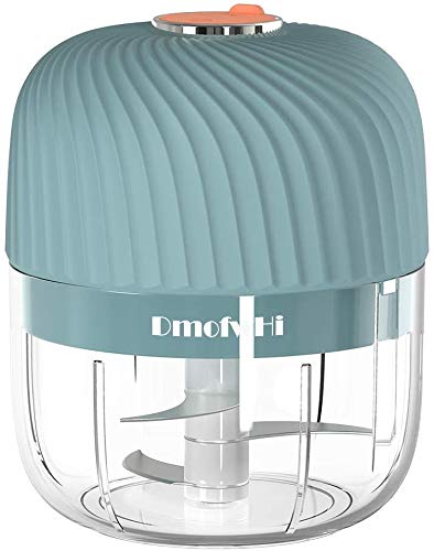 DmofwHi Cordless Electric Garlic Chopper,250ml Portable Mini Chopper, Small Food Chopper with 304 Stainless Steel Blade,Garlic Grinder for Ginger, Onion,Spice,Meat- Blue