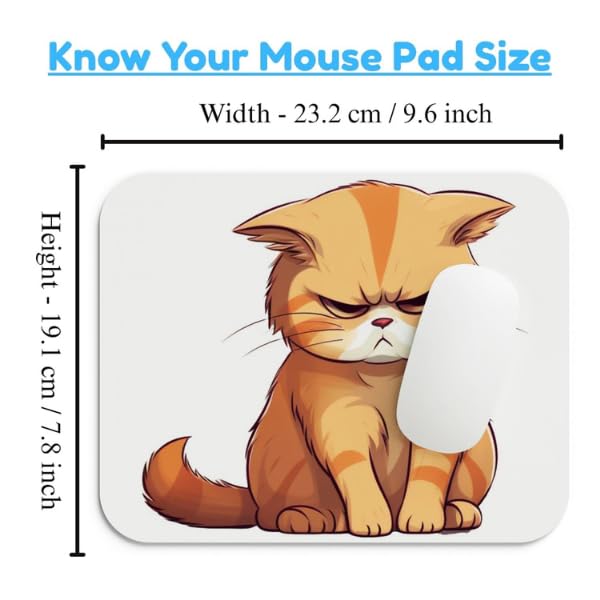 Image of SHERISH Cute Cat Mouse Pad for Laptop & PC - 19x23 cm Black Desk Mat | Smooth Cloth Surface, Non-Slip Rubber Base, Waterproof & Durable Gaming Mousepad for Office & Home (Angry Cat)