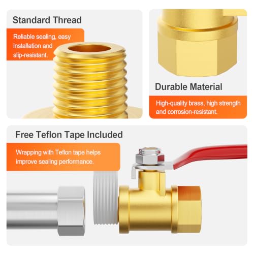 Image of GASHER 10PCS 1 /8 Inch Brass Mini Ball Valve, Shut Off Valve, 1 /8 Inch Male x Female NPT Thread Pipe Fitting