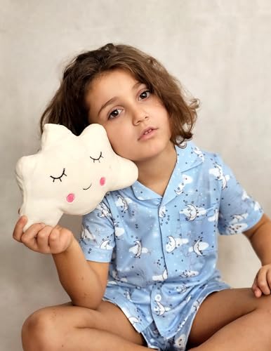 Image of Arshiner Girls Pajamas Sets Short Sleeve Kids Pjs Button Down Sleepwear | Cute Printed Pajamas for Little & Big Girl, Lightweight Comfy Fabric, 2-Piece Outfits, Perfect for Lounge Pajamas Party