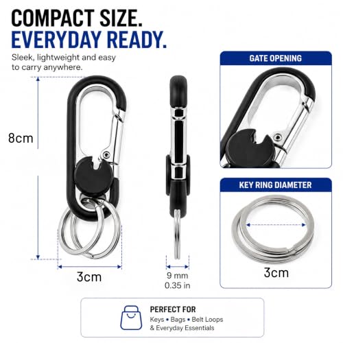 Image of Storite Heavy Duty Metal Carabiner Keychain with Swivel Key Ring, Premium Key Holder for Car, Home & Office Keys
