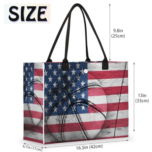America Flag Basketball Tote Bag for Women Large Beach Bag Reusable Tote Bags for Work Travel Beach Shopping2