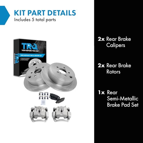 Image of TRQ Rear Brake Pad and Rotor Set Semi Metallic Rotors Calipers | For 2010-2014 Subaru Legacy 2010-2014 Outback