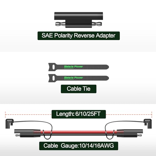 Image of SAE Extension Cable 16AWG, 10Ft SAE to SAE Extension Cord DC Power Automotive Extension Cable for Solar Panels,Cars, RVs,Trucks,Boats, etc