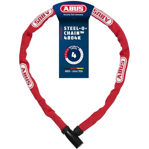 ABUS Kettenschloss Steel-O-Chain 4804K – Fahrradschloss aus Spezialstahl – ABUS-Sicherheitslevel 4 – 75 cm – Rot