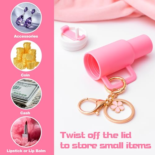 Image of 4pcs Mini Tumbler Keychain for Stanley Cup Chapstick Lip Balm, Pill Holder Key Chain Charms for Women Purse Handbag