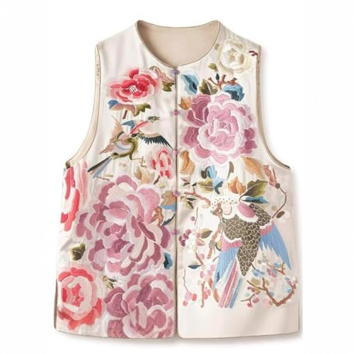 Chaleco estilo chino para mujer, ropa de primavera con bordado étnico nacional sin mangas 5