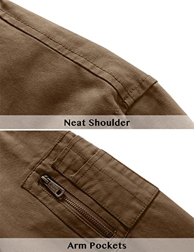 Wenven Men's Casual Softshell Slim Flight Bomber Jacket Outerwear (Khaki, Xl) #TOP4