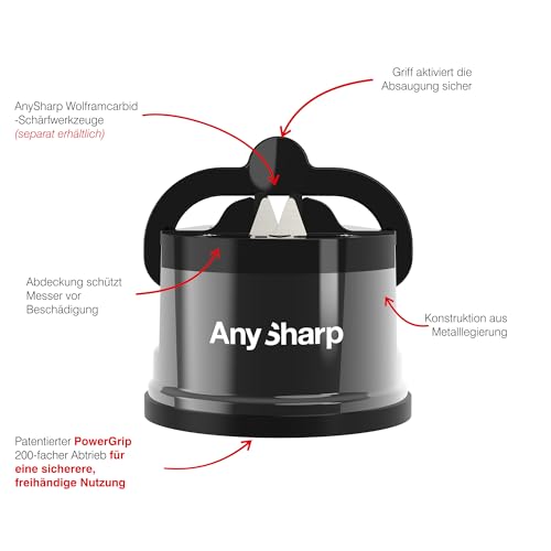 AnySharp Pro Metal Messerschärfer, PowerGrip-Saugfuß, Wolfram – Ansicht 4