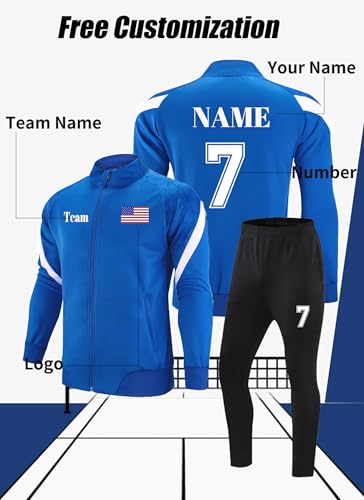 TOMIYO Custom Soccer Track Suits Mens,Personalized Team Name Number Casual Active Tracksuit,Warm Up Track Jacket and Pant4