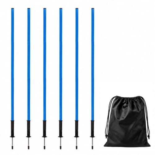 6 Pcs 5FT Adjustable Agility Training Poles, Stainless Steel Ground Spring