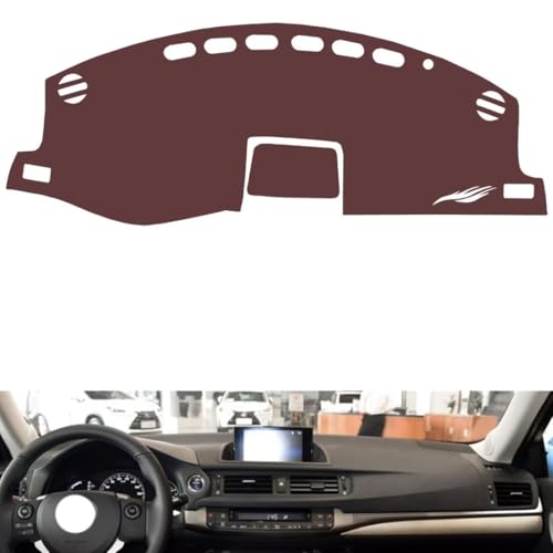 Anti-Slip Sun-Proof Dashboard Cover Compatible with LEX CT200 Navigation, Premium Leather (Brown)