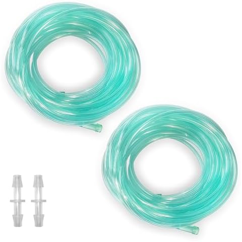 2 Pack, Each 32.8 ft (10 Meter) Long Oxygen Tubing | Air Tubing, Universal Interface, with Connector Cover