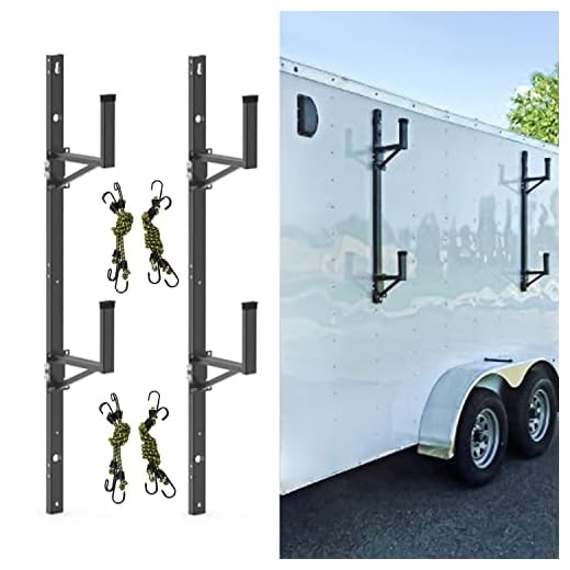 ELITEWILL Adjustable Trailer Ladder Rack Fit for Enclosed Trailer Exterior Side Wall - Carry 1 or 2 Ladders