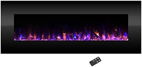Amazon.com: 54-Inch Wall-Mounted Electric Fireplace – LED Fire Flames with  Remote – Adjustable Flame Color and Brightness – No-Heat Fireplace by  Northwest (Black) : Home u0026 Kitchen