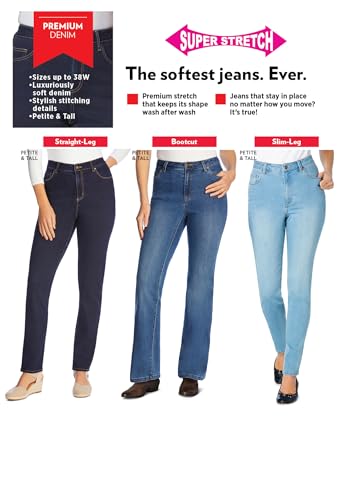 Woman Within Plus Size Womens Plus-Size Straight-Leg Stretch Comfort Denim Five-Pocket Jeans4