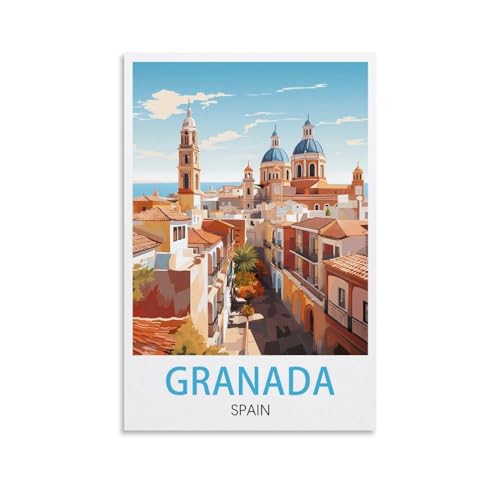 LNUYITR Poster vintage sur toile de Grenade Espagne - Décoration murale moderne pour chambre à coucher - 20 x 30 cm