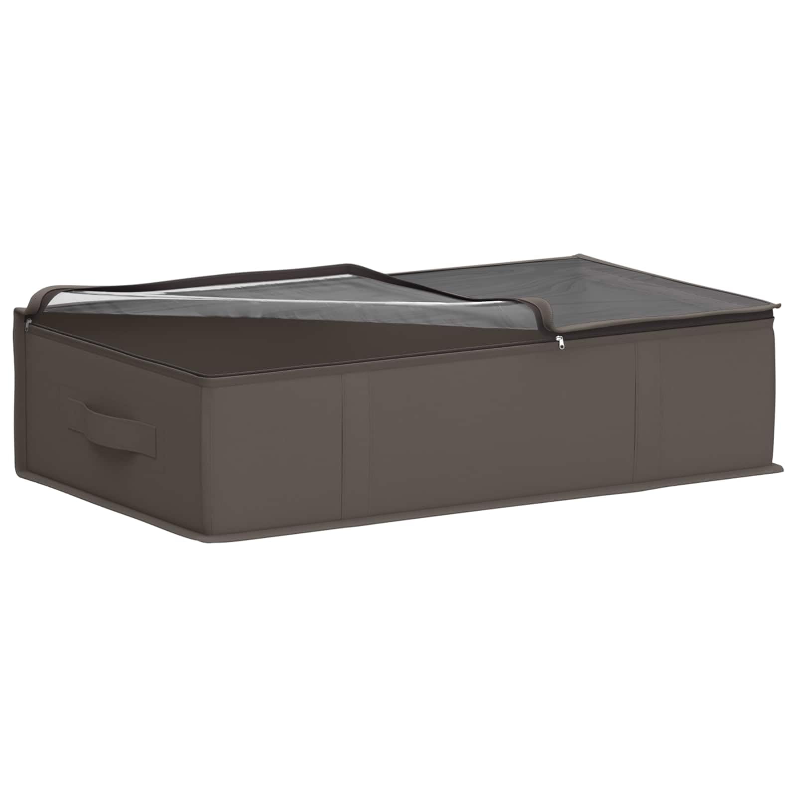 Caja de almacenaje con ventana superior transparente gris de tela no tejida transpirable, 70 x 40 x 18 cm, juego de 6 unidades, plegable con práctica asa para ordenar el dormitorio y la oficina