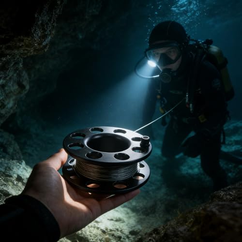 Carrete de cuerda de buceo técnico ligero de POM resistente 5