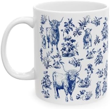 Highland Cow French Toile De Jouy Coffee Mug - Inspired By Toile De Jouy Coffee Mug - Funny Cow Lover Gifts - Gifts For Women- Animal Lovers On Mothers Day- Birthday- Holiday 11oz image 4