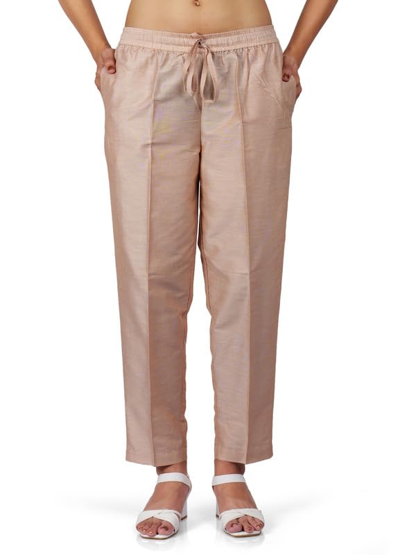 Image of Trouser Pants for Women,Stylish Trousers for Woman for Kurti Relaxed & Regular Straight fit Palazzo,Ethnic Bottom Formal Pants for Women Office wear Casual & Daily Use