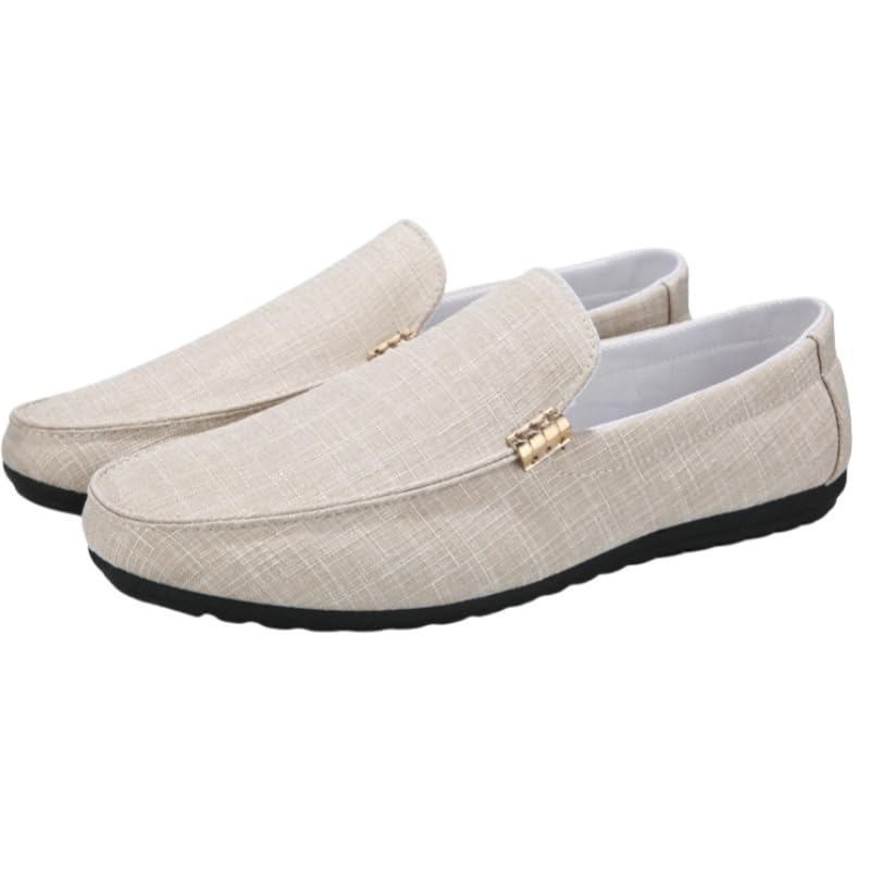 Men's Solid Canvas Loafers, Casual Comfy Slip On Shoes Flat Shoes for Men's Outdoor Footwear