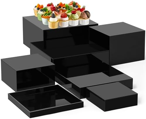 Leinuosen 7 Pcs Large Buffet Risers Set, Acrylic Display Box 12