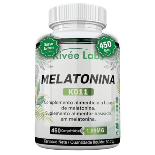 KivéeLabs® 450 Comprimidos Melatonina Pura 1,99 mg Suministro +1 Año | Rápida Asimilación | Suministro para +1 año | Ayuda con el insomnio y trastornos del sueño | Vegano sin OMG | Fabricado en España