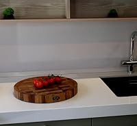 B4K® 35х35х4cm Küchenbrett aus Eiche Stirnholz | Antibakterielles Hirnholzbrett mit Griffen, Silikonfüßen und Saftrille | Stirnholz Schneidebrett | Hackblock – Ansicht 7