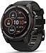 Wearable4U Garmin Fenix 8 – 51 mm, Solar, Sapphire, Carbon Gray DLC Titanium GPS Multisport Smartwatch with Black/Pebble Gray Silicone Black Earbuds Bundle