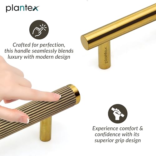 Image of Plantex Stainless Steel & Aluminium Cabinet Handle /900mm Wardrobe Handle for Home /Cupboard Door Pull-Push Handles for Hotel /Office - Pack of 1 (DTC-3960, Brass Antique & Gold)