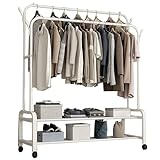 【Espace de Rangement Généreux】Le porte-vêtements a une excellente capacité de charge et vous permet d'accrocher de nombreux vêtements. Le bas comprend également un porte-chaussures.