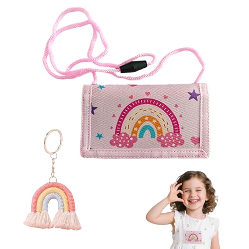 Portefeuille pour Enfant, Portefeuille Enfant Arc-en-Ciel avec Porte-Clés Rainbow Portes