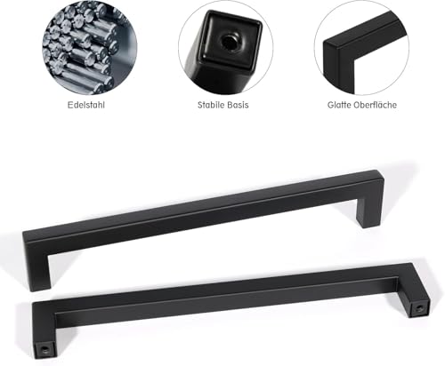 Baoweihua Möbelgriffe, Schrankgriffe 64mm Edelstahl Küchengriffe Küchenschränke Schubladengriffe Türgriffe Schwarze 6 Stück für Küchen, Schrank, Schubladen, Möbel