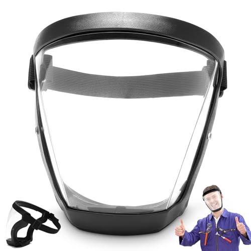 Máscara facial completa multiusos, máscara facial transparente com faixa ajustável, anti-embaciamento, protetor de rosto completo com flter desmontável para soldagem de perfuração de carpintaria