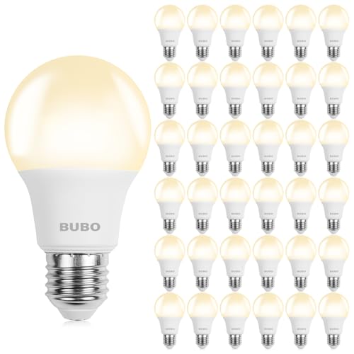 Image of BUBO A19 LED Light Bulbs, 40 Watt Equivalent LED Bulbs, Warm White 3000K, 550 Lumens, E26 Standard Base, Non-Dimmable, 5W Warm White LED Bulbs for Bedroom Living Room Home Office, 36 Pack