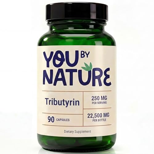 YOUBYNATURE Tributyrin 250mg | Single Ingredient Tributyrin Supplement | Vegan | Gluten Free | Unflavored Veggie Capsules | 1 Capsule Daily | 90 Capsules | 90-Day Supply