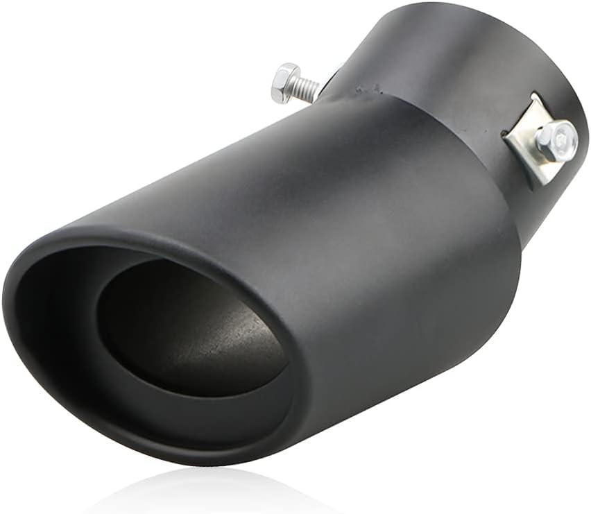 Automaze Car Exhaust Tail Muffler Tip Show Pipe 60mm, Curved Oval, Stainless Steel (Black)