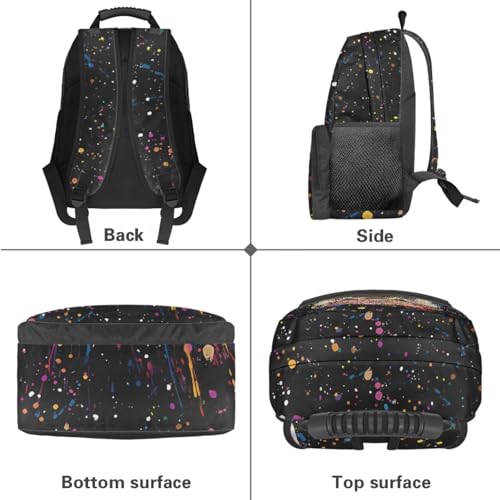 Suobstales Otter Paint Splatter Print 4 Pcs Backpack Student Schoolbag Set with Lunch Bag/Pencil Bag/Water Bottle Carrier Bag, Elementary School Backpack for Teens Girls4