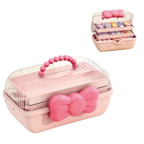 Bssowe Almacenamiento De Accesorios, Caja De Almacenamiento Para Accesorios De Pelo, Caja Organizadora De Accesorios, Organizador Multiusos Para Niñas, para Gomas, Horquillas, Diademas y Más (Rosa)