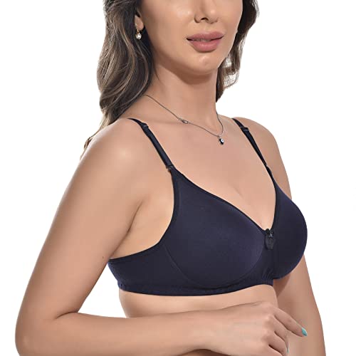 Image of FIMS - Fashion is my style Women Cotton Blend Solid Padded Non-Wired Full Coverage Seamless Bra Multicolor Pack of 6 Cup- B