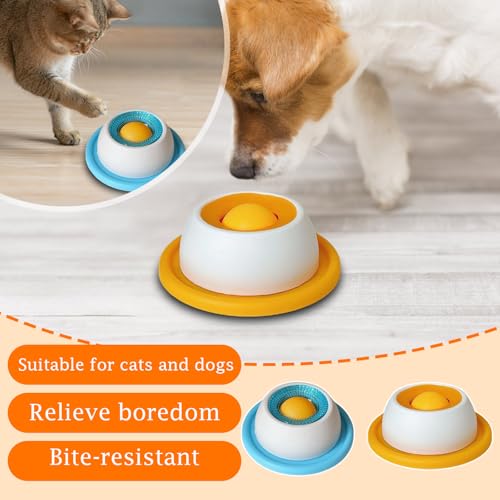 Schleckmatte Hund, Leckmatte Hunde, Schleckball Hund, Hundebeschäftigung für Zuhause, Dog Licking Bowl, Hundespielzeug, Dog Lick Sphere, Hundelickspielzeug, (Blau und Gelb)