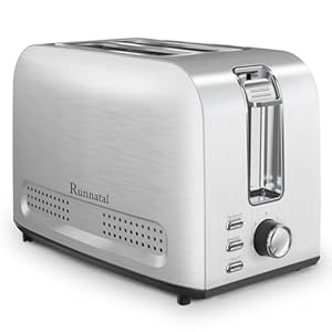 Runnatal 2 Slice Slot Toaster, 100% Stainless Steel, Wide Slot Toaster Multifunctional with 7 Toast Settings, Defrost, BAGEL, Cancel Functions, Easy to Operate and Clean 120V 800W Silver Metallic