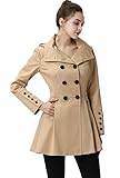 BGSD Women Nicole Waterproof Hooded Fit & Flare Trench Coat Tan Large