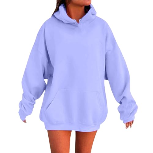 Sweat à capuche uni pour femme coupe tendance avec poches et épaules superposées