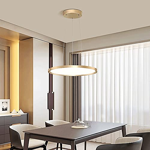 Lámpara colgante de aluminio LED moderna de panel acrílico dorado 3000K 3