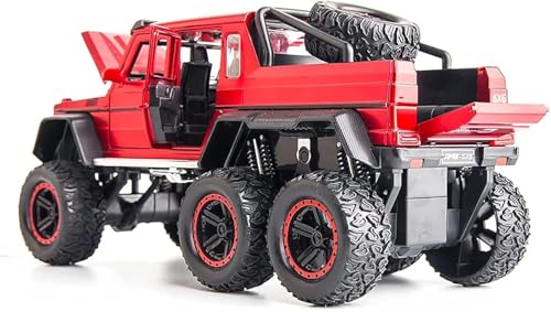 Image of 1:22 AMG 6x6 Diecast Metal Toy Car Model for Kids Pull Back Action Openable Doors with Light & Sound Features Durable Alloy Vehicle Collectible & Giftable (Red)