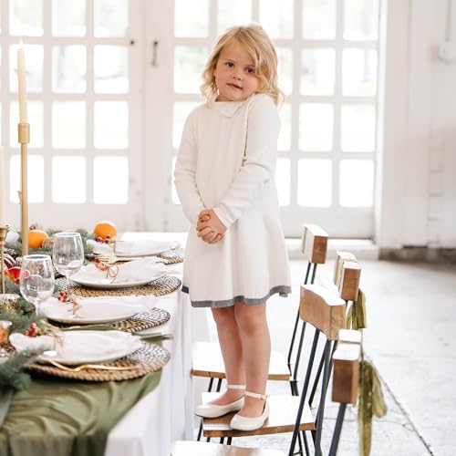 Hope & Henry Girls' Long Sleeve Sweater Dress with Ribbed Skirt3