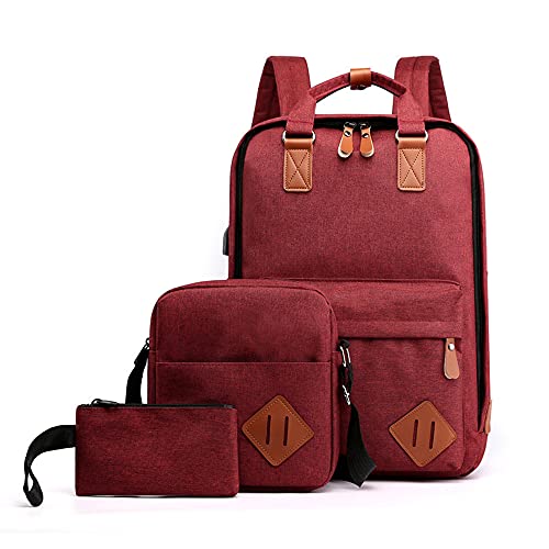 Sac à dos en toile bordeaux complet pour ranger vos affaires de cours sans effort
