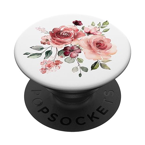 Maroon and Peach Floral Bouquet Design: Flower PopSockets PopGrip: Swappable Grip for Phones & Tablets PopSockets Adhesive PopGrip